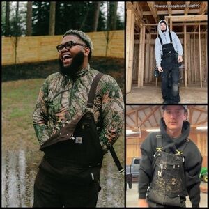 ASO DRUSKI Carhartt Black Duck Bib Thrashed Paint Splatter Canvas Overalls 42x34